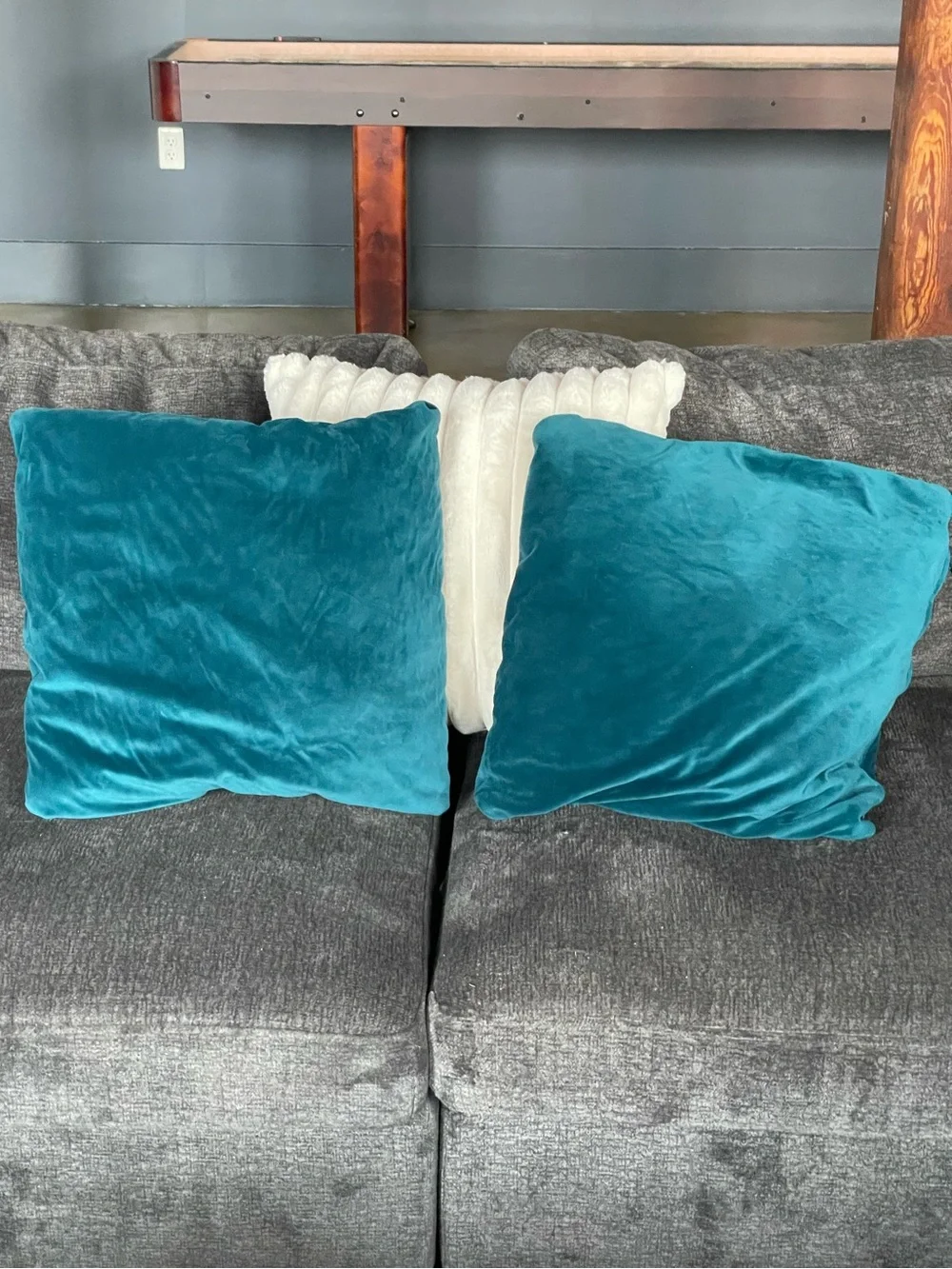 Turquoise Velvet Throw Pillow - Set of 2 - 17”x17”